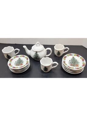 Vintage Miniature Formalities By Baum Bros Christmas Tree Tea Set - Lot of 12